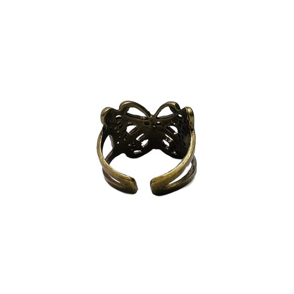 Filigree Butterfly Ring Vintage Style Adjustable Antique Bronze Tone Boho - Picture 4 of 7